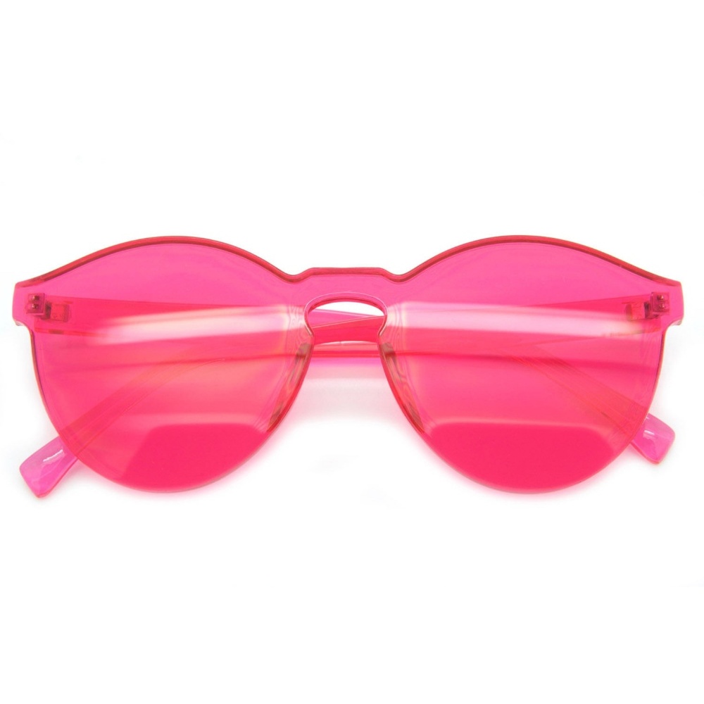 Cat Eye Round Sunglasses Designer Rimless Red - Picture 3 of 4